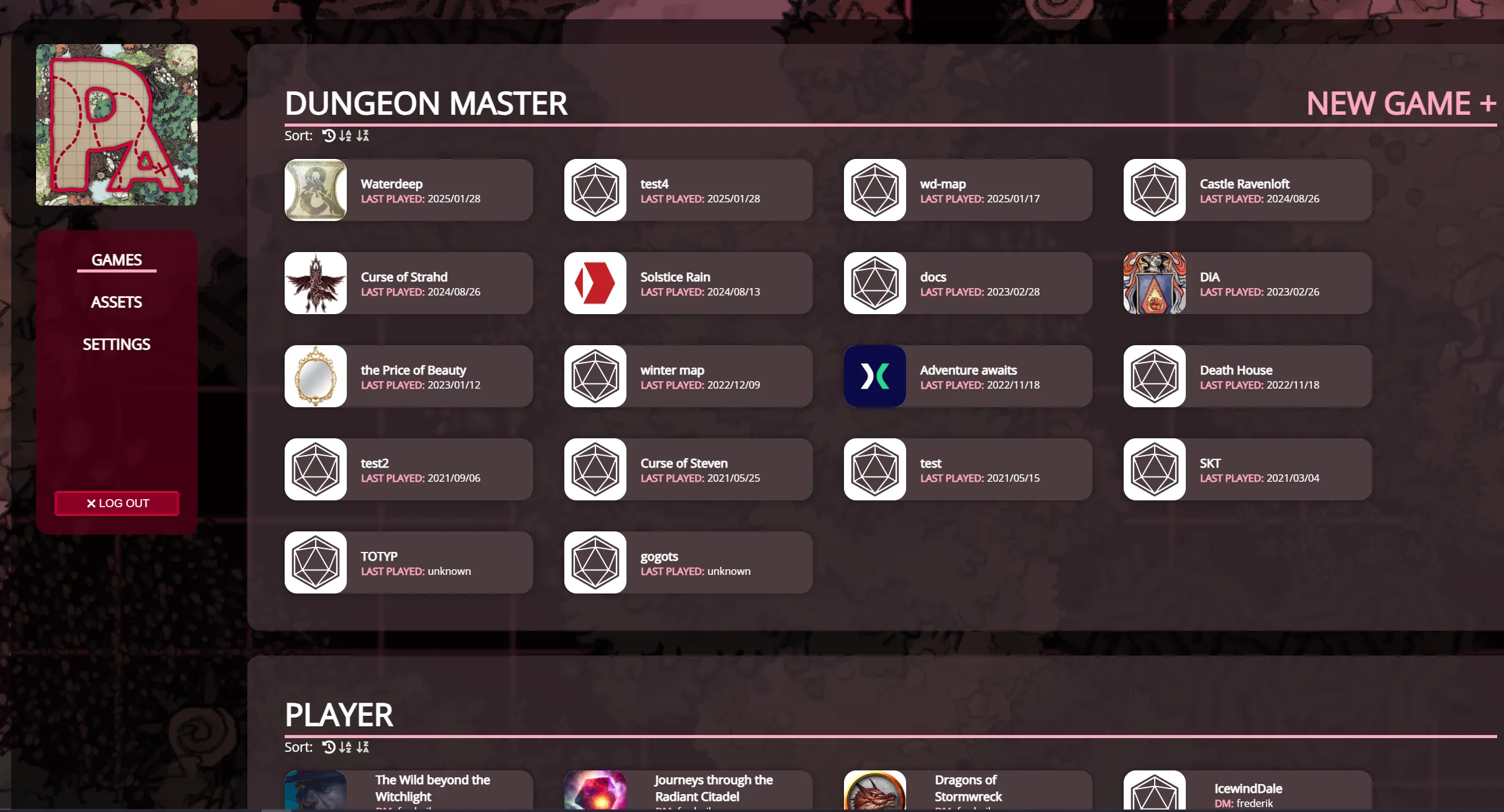 Main Dashboard after logging in