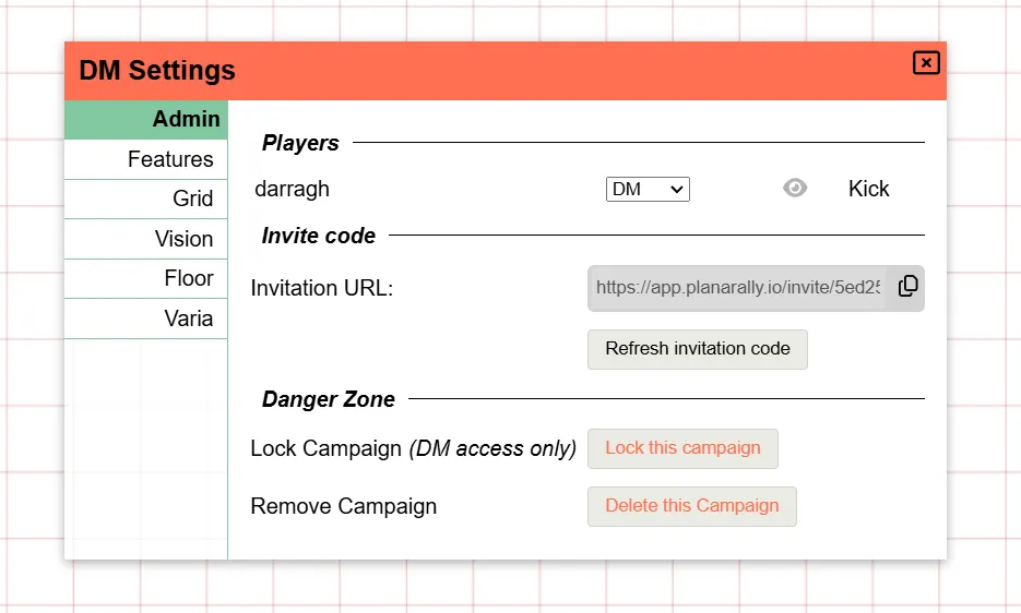 DM Admin Settings